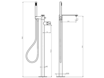 ALINE 49528V3 - Floor standing stainless steel bathtub mixer with hand shower by Rubinetterie Frattini - view 3